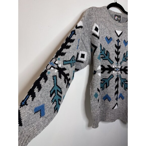 VTG 70s Tyrolia HEAD Pullover Ski Wool Sweater Men L Aztec Southwest Gray READ - Picture 3 of 15